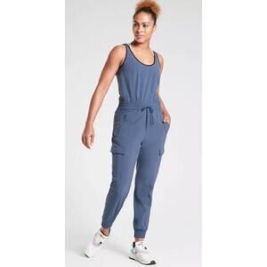 ATHLETA Unbound Sleeveless Jumpsuit Sz 1x Iron Blue Athleisure MSRP $128